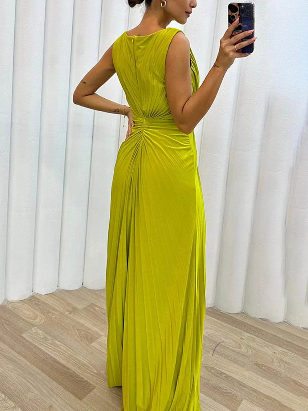 Alina Pleated Maxi Evening Dress