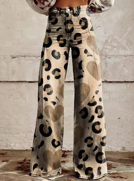 Alessia Leopard Heart Print Jeans