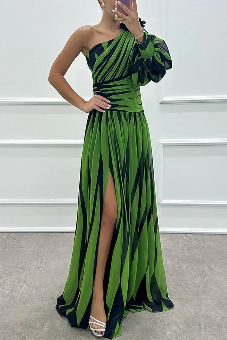 Liana One-Shoulder Striped Maxi Dress