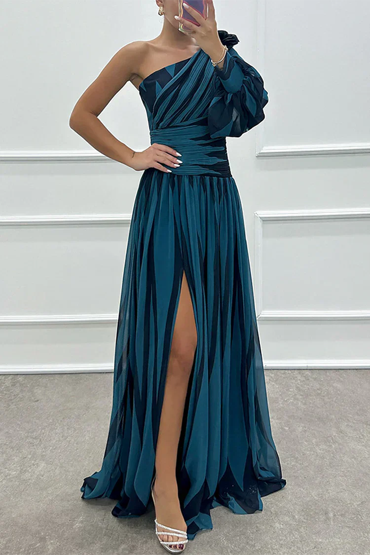 Liana One-Shoulder Striped Maxi Dress