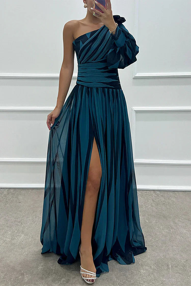 Liana One-Shoulder Striped Maxi Dress