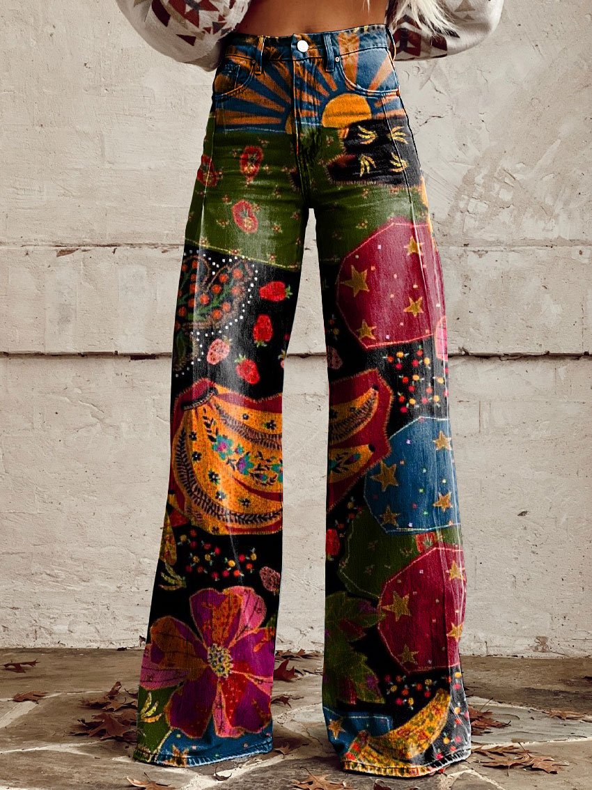Alina Psychedelic Art Flared Jeans