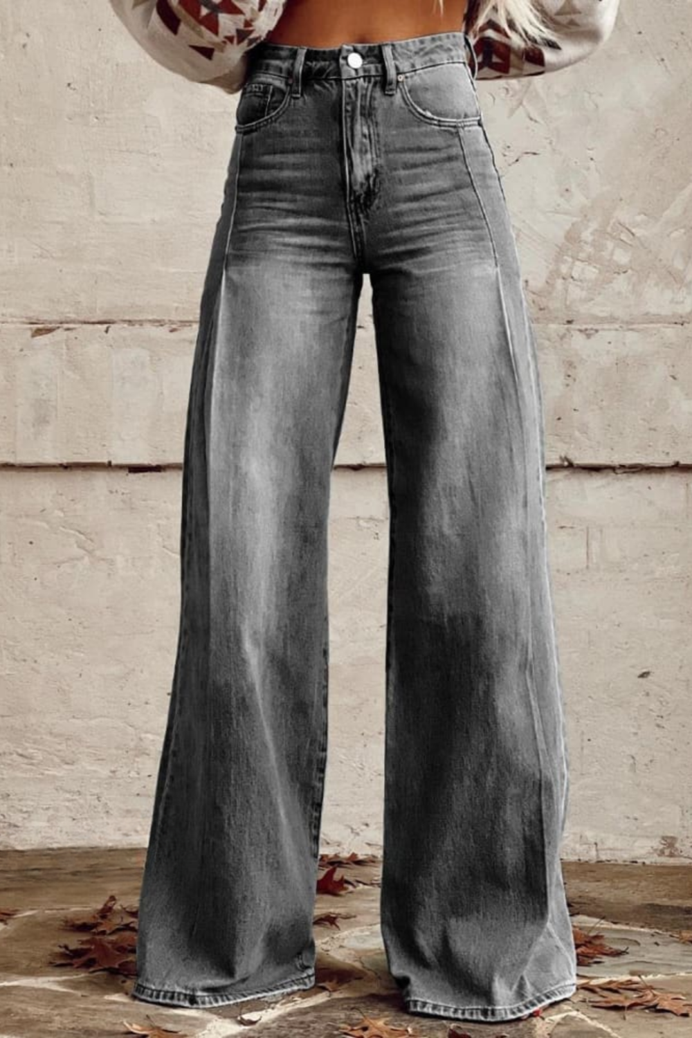 Amaya Stylish Wide-Leg Denim Pants