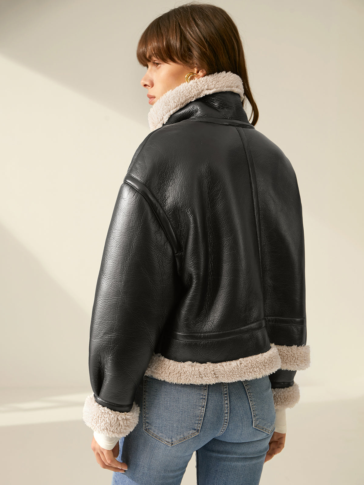 Aria Sherpa-Lined Shearling Flight Jacket