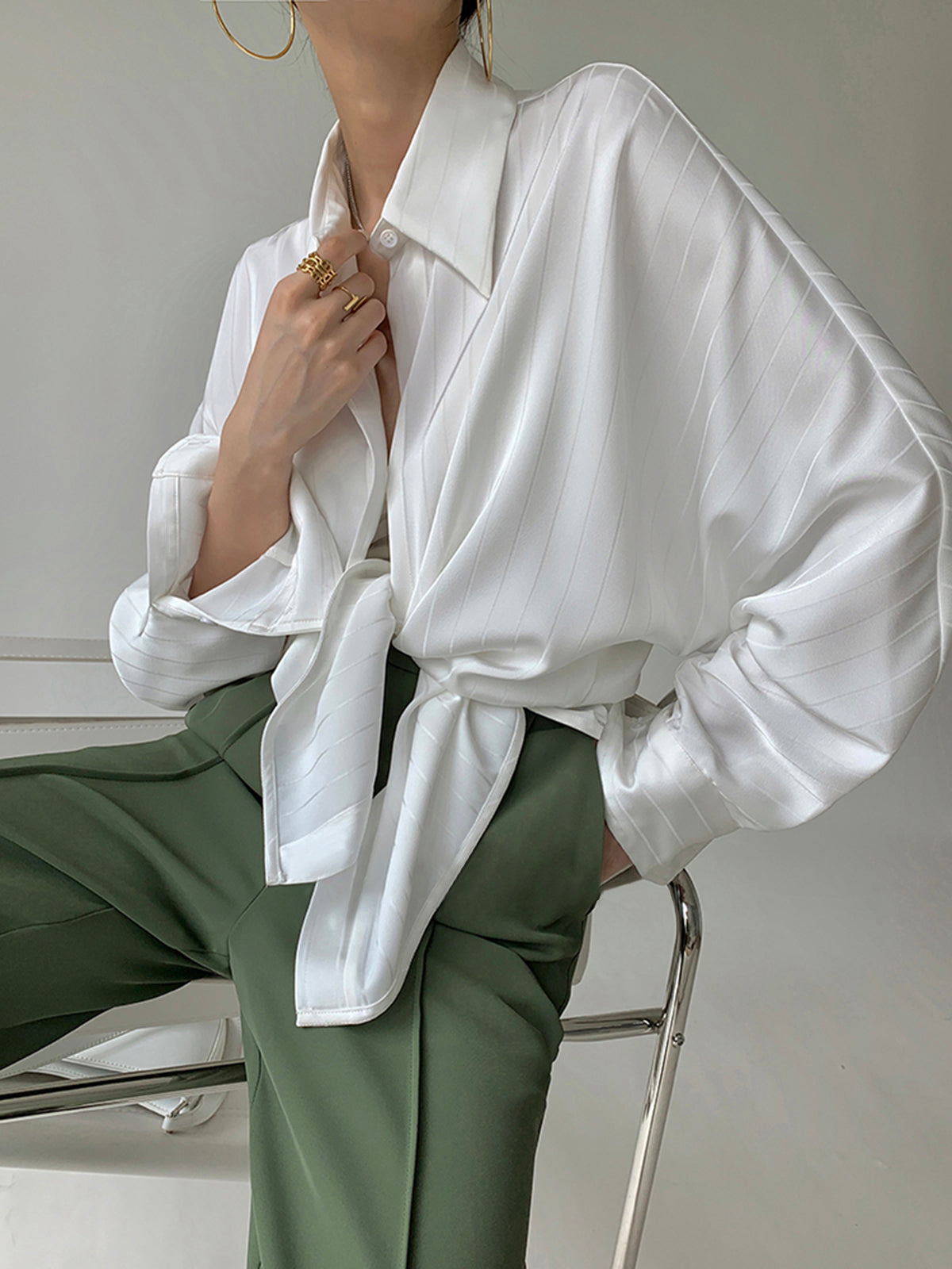 Elara Oversized Button-Up Collared Shirt