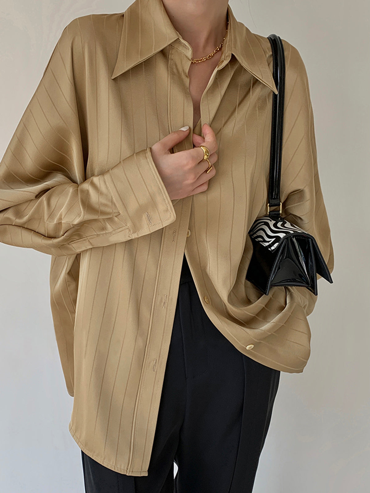 Elara Oversized Button-Up Collared Shirt