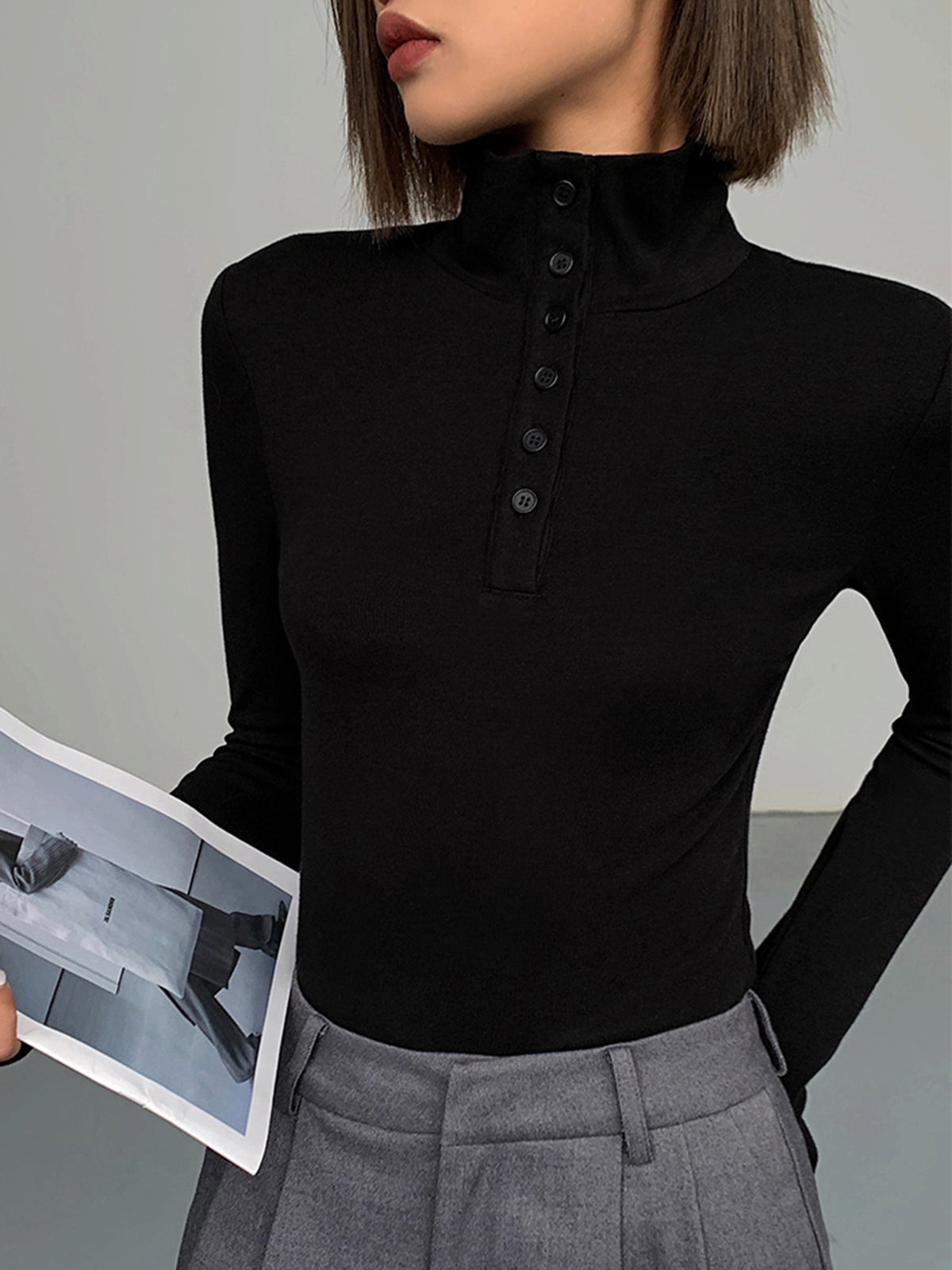 Fiora Slinky Long Sleeve Button-Up Shirt