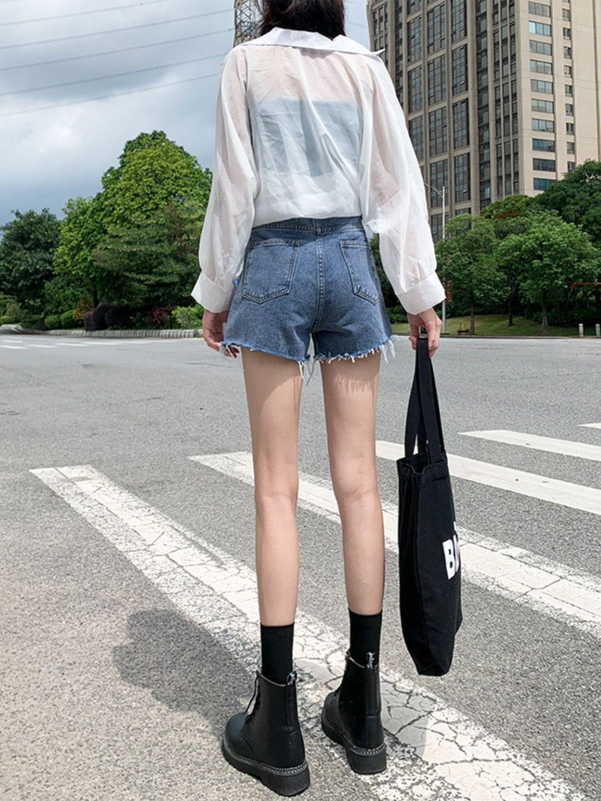 Mira Distressed Denim Mini Skirt