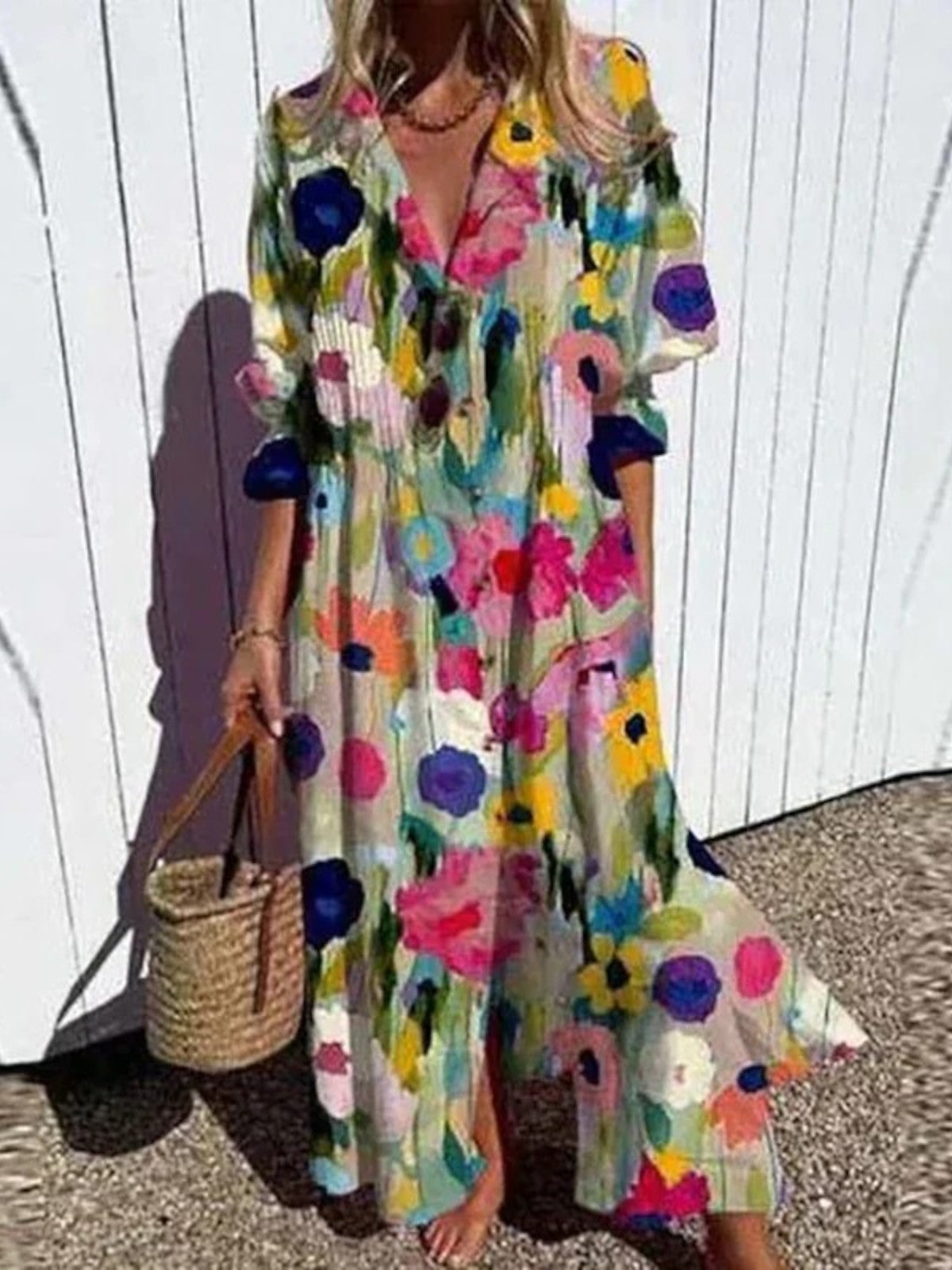 Cassidy Boho Puff Sleeve Maxi Dress