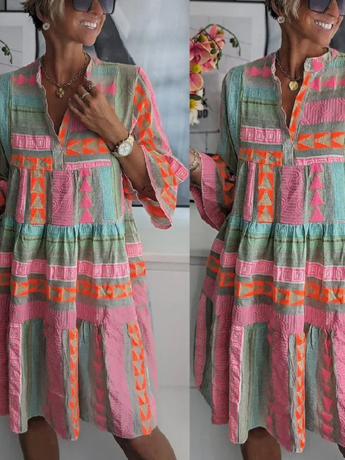Sienna V-Neck Cotton Hemp Summer Dress