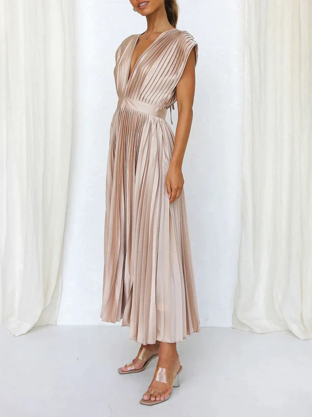 Alina Draped Neck Midi Dress