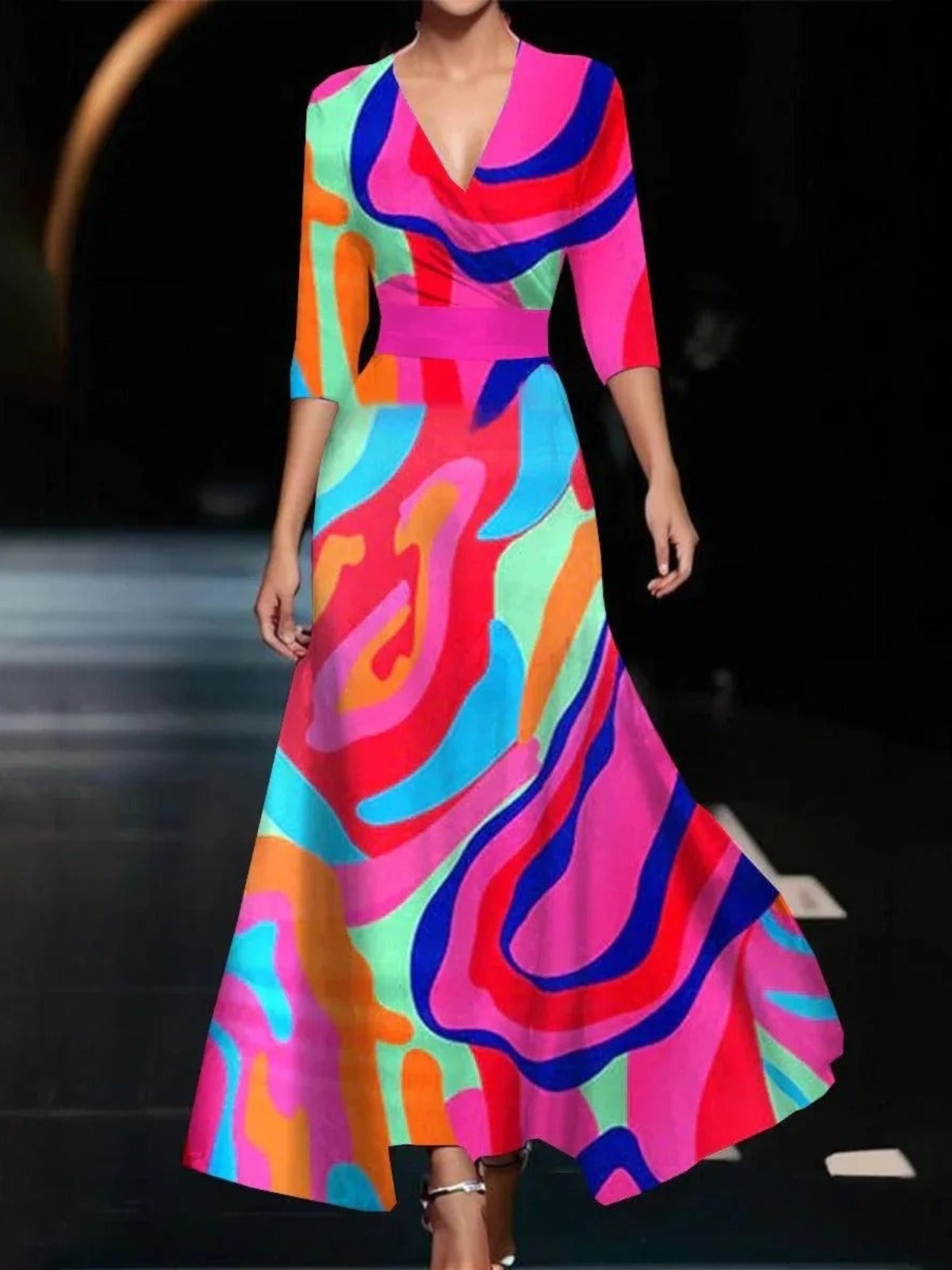 Sienna Printed High Waist Midi Dress