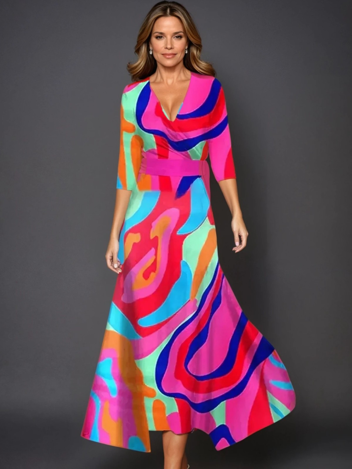 Sienna Printed High Waist Midi Dress