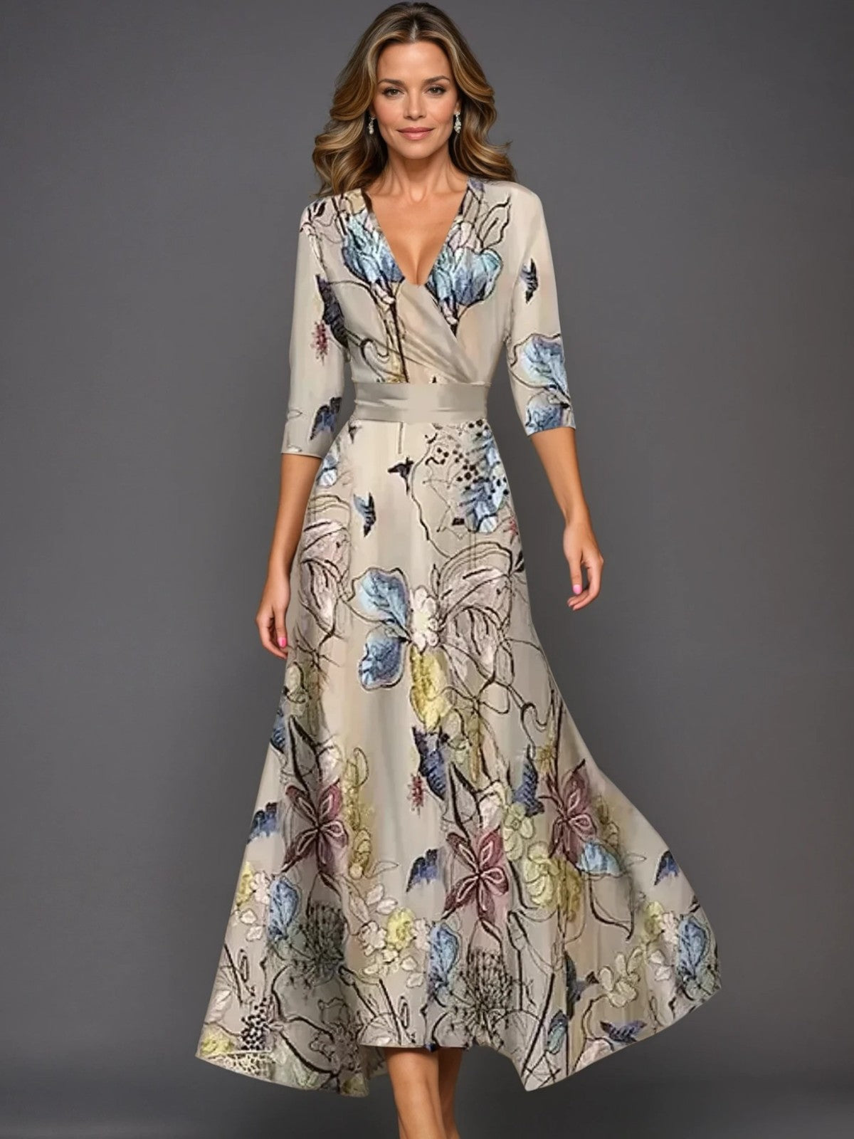 Isla Floral V-Neck Maxi Dress