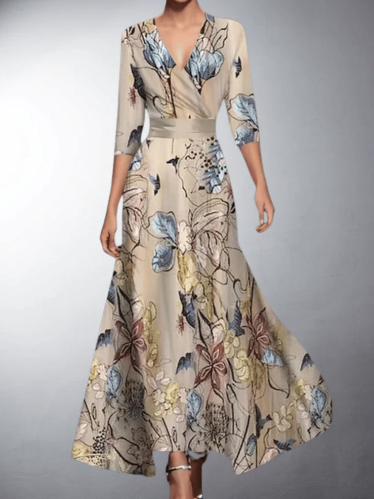 Isla Floral V-Neck Maxi Dress