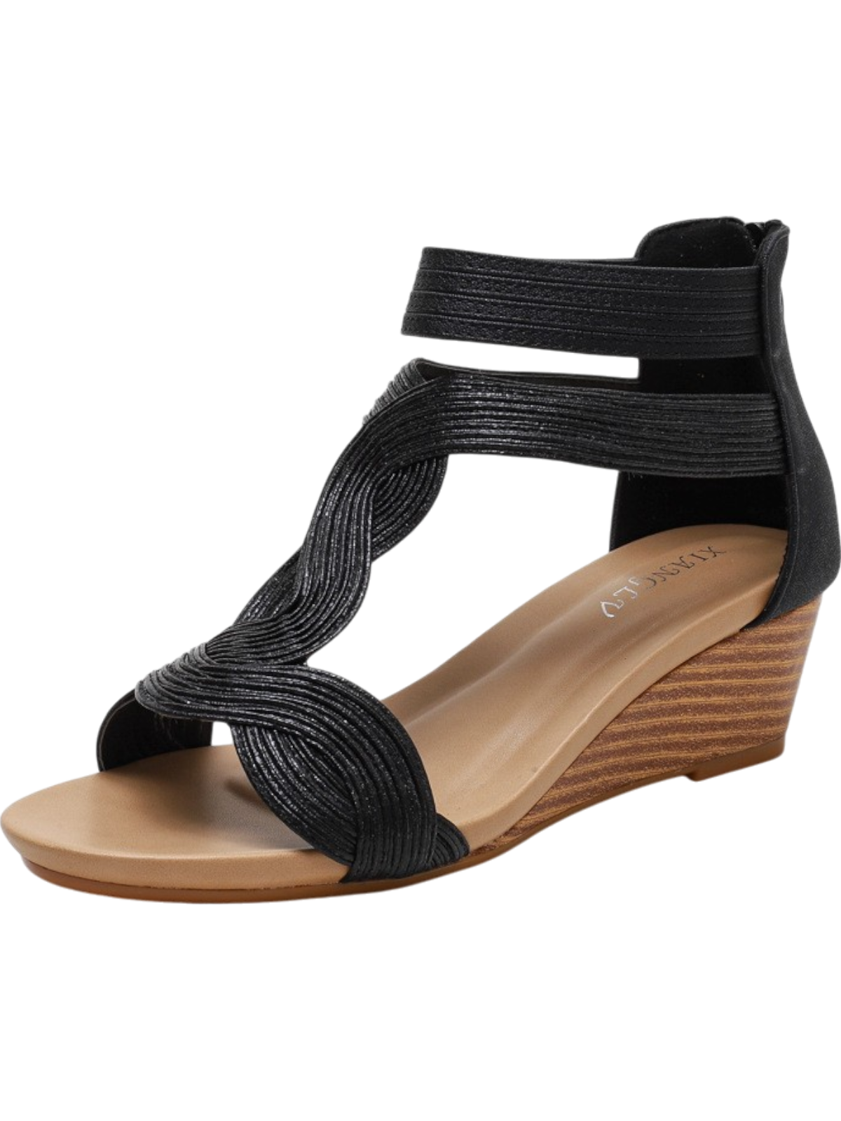 Lira Wedge Back Zipper Sandals