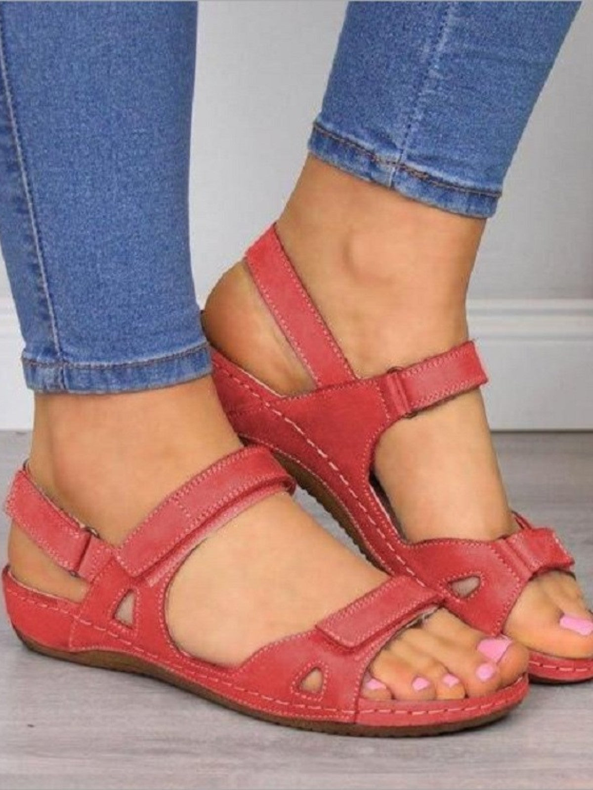 Marvelle Open-Toe Velcro with Wedge Heel Sandals
