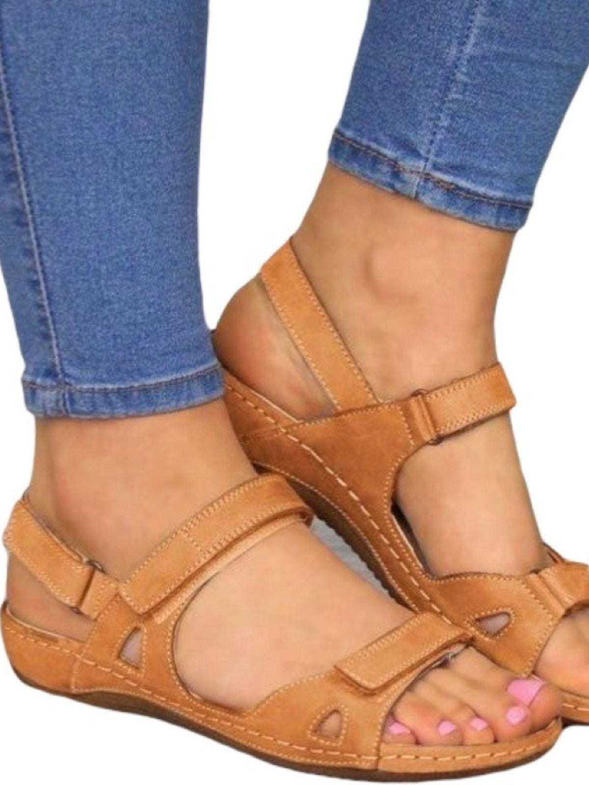 Marvelle Open-Toe Velcro with Wedge Heel Sandals