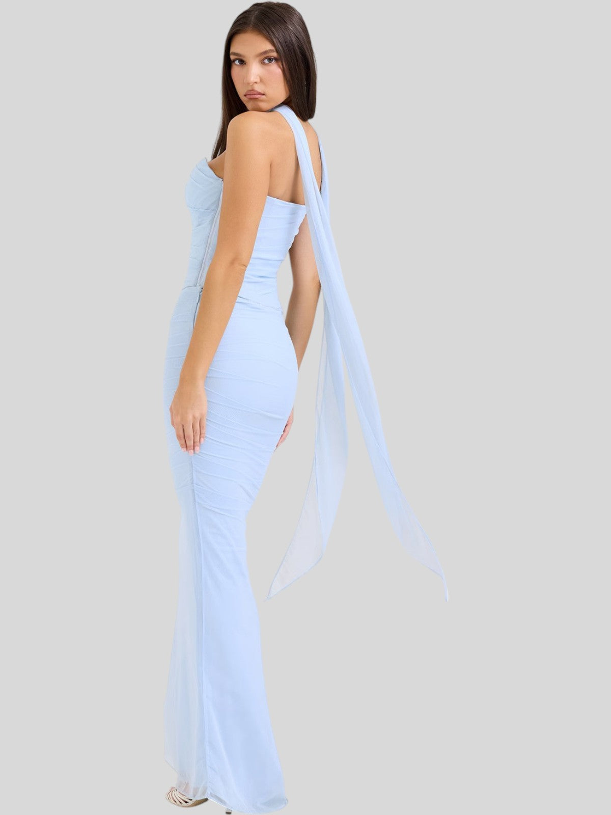 Isla Satin Crepe Corset Evening Gown