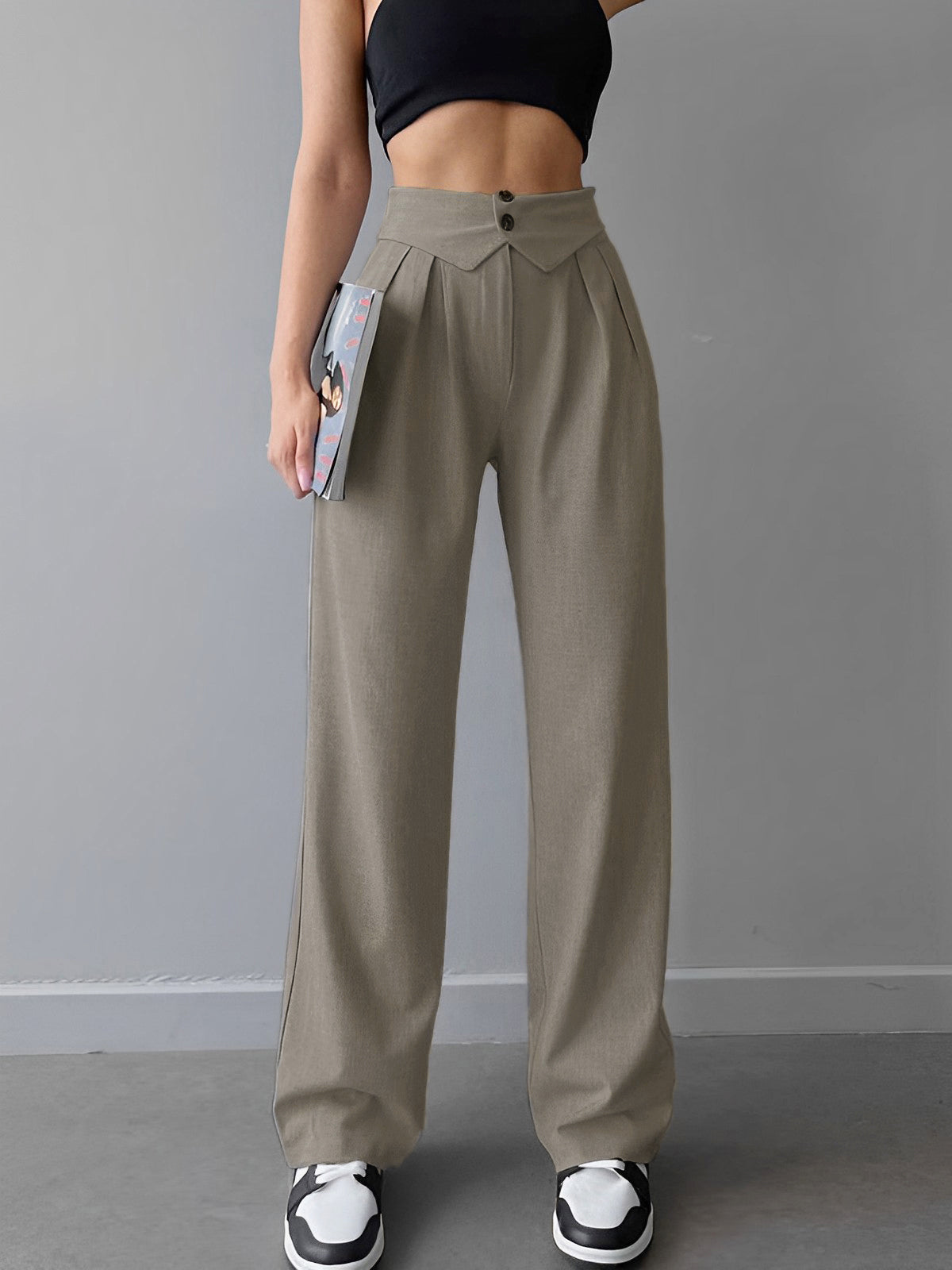 Hazel Street Fold-Waistband Trousers