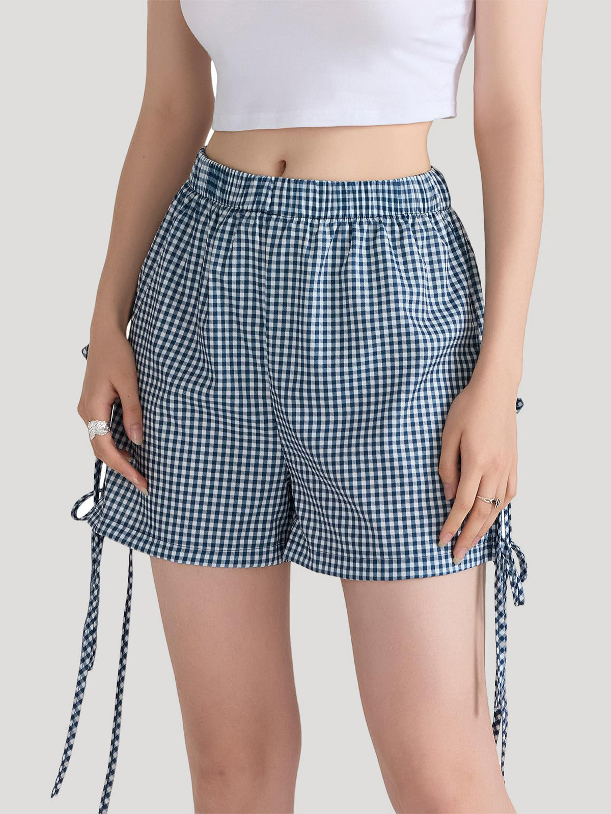 Lila Plaid Bow Tie Skirt