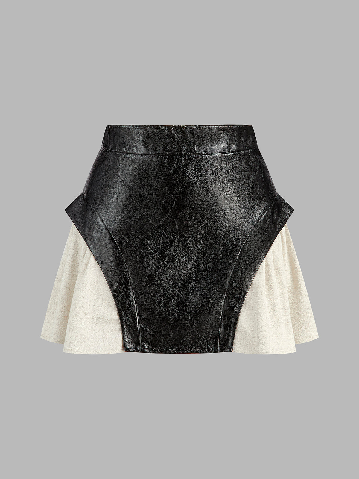 Nora Block Faux Leather Mini Skirt