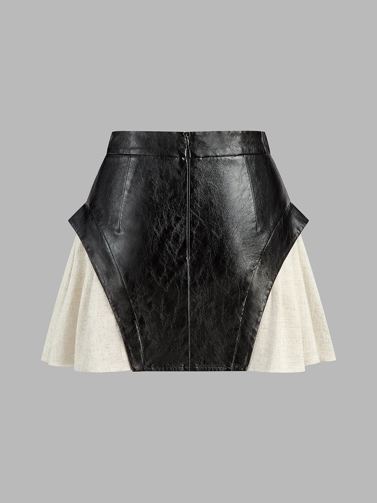 Nora Block Faux Leather Mini Skirt