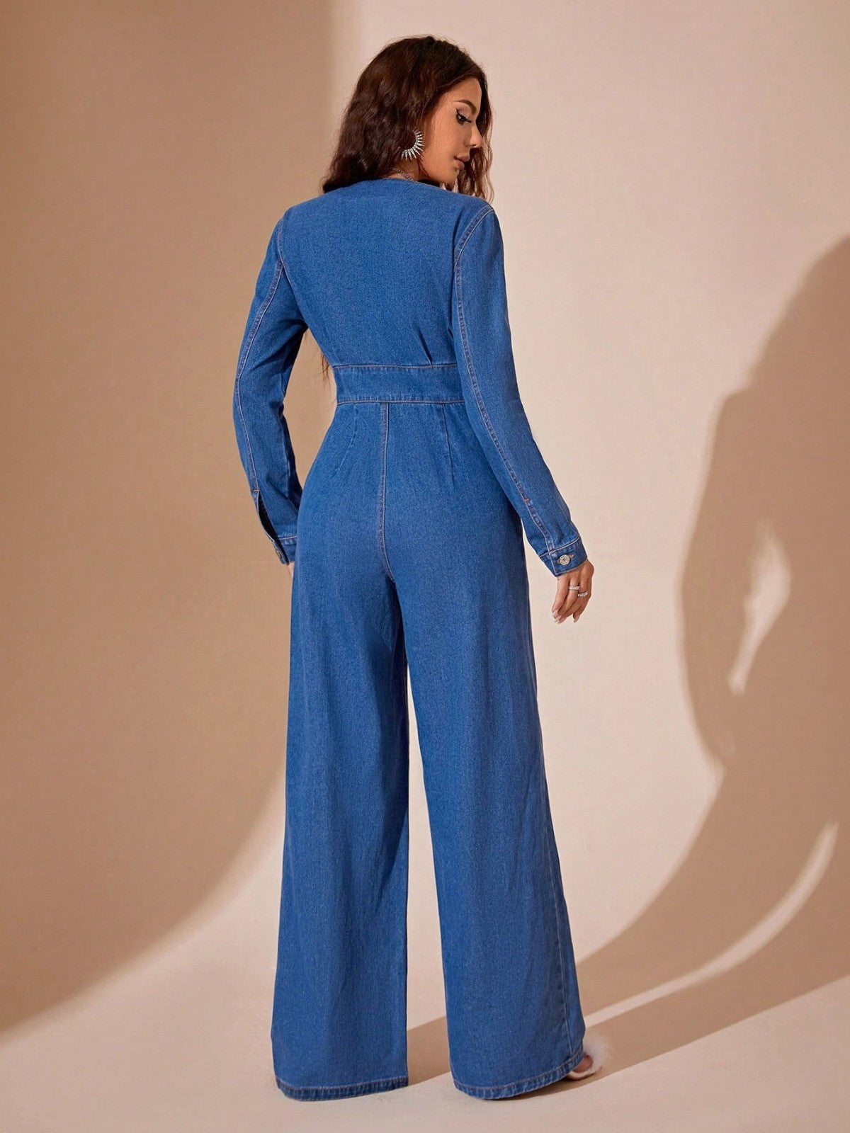Isla Long Sleeve Denim Jumpsuit