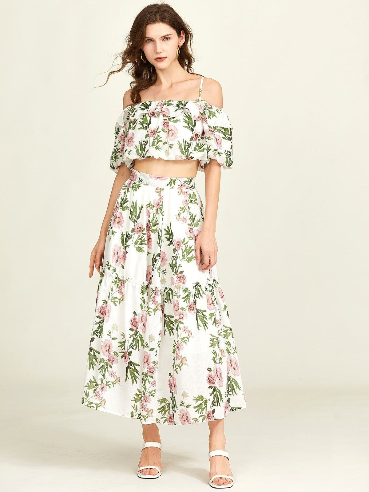 Elara Floral Off-Shoulder Two-Piece Set