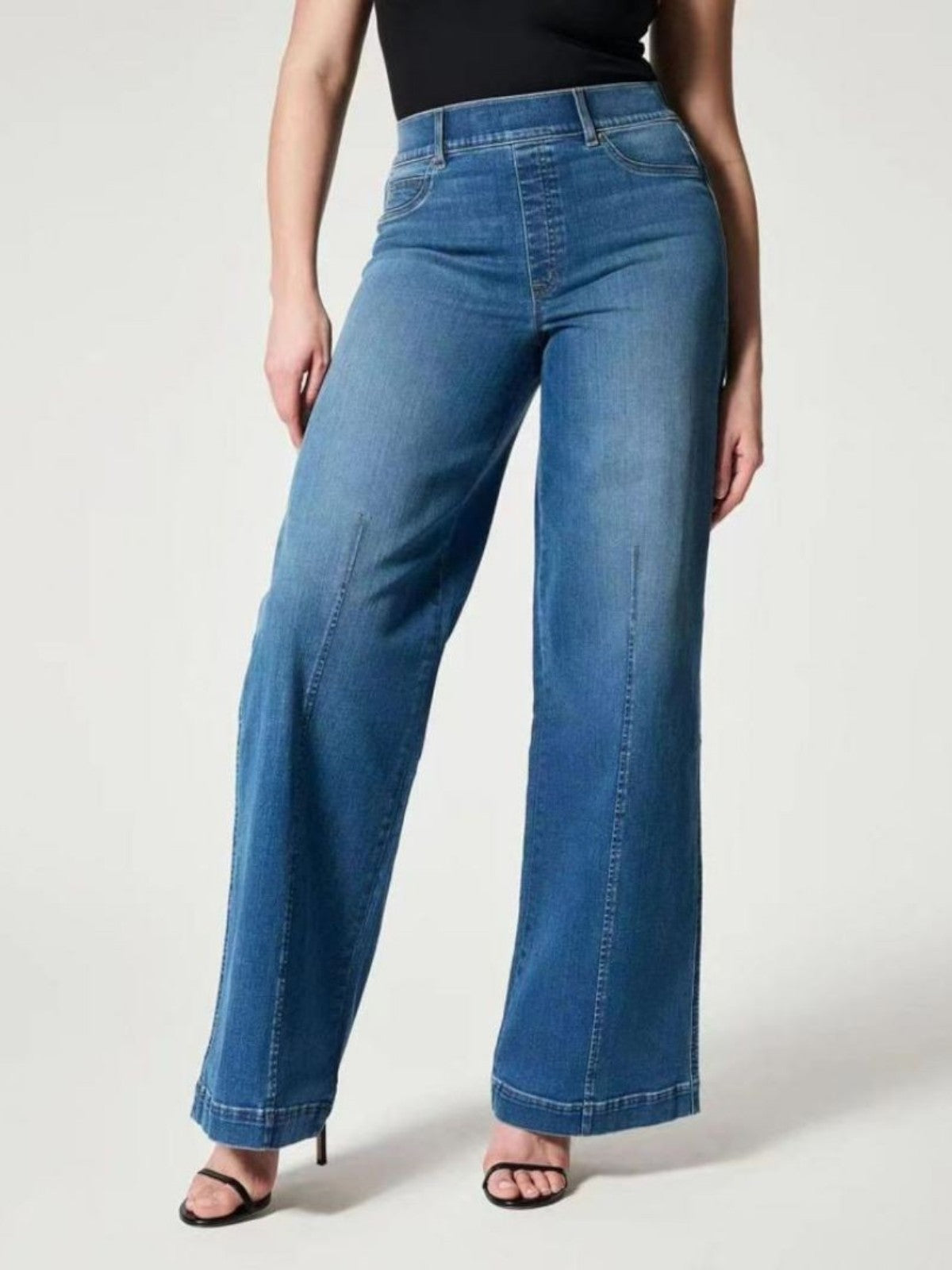 Isla Pull-On Wide-Leg Jeans