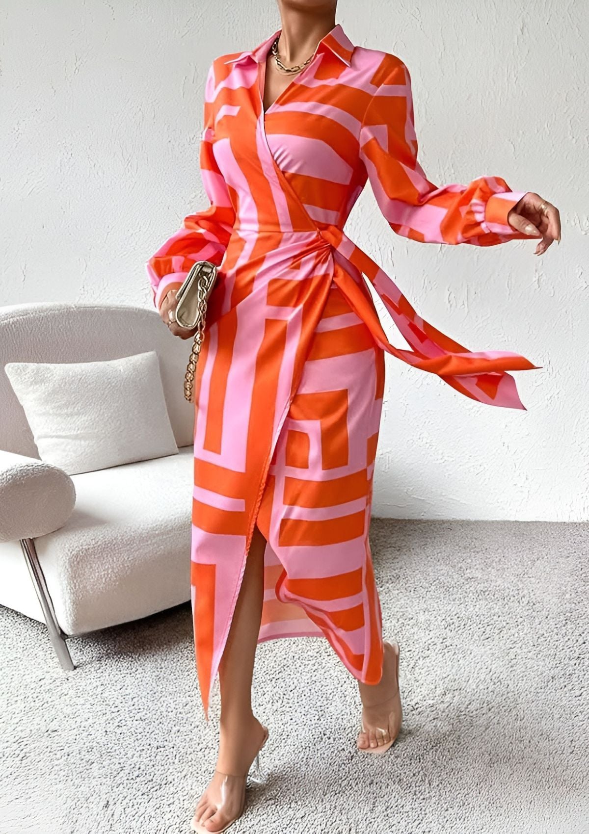 Olivia Elegant Wrap Shirt Dress