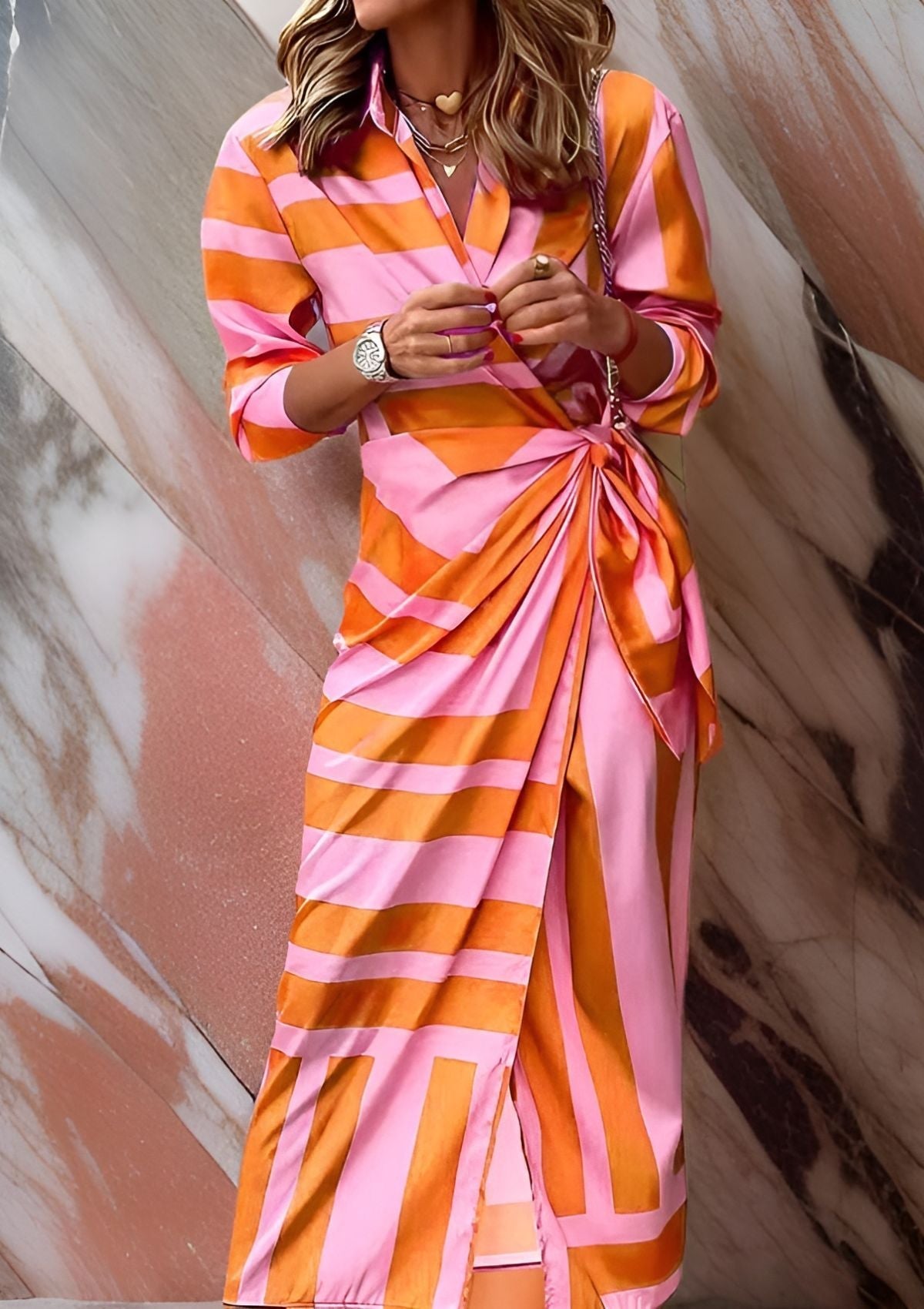 Olivia Elegant Wrap Shirt Dress