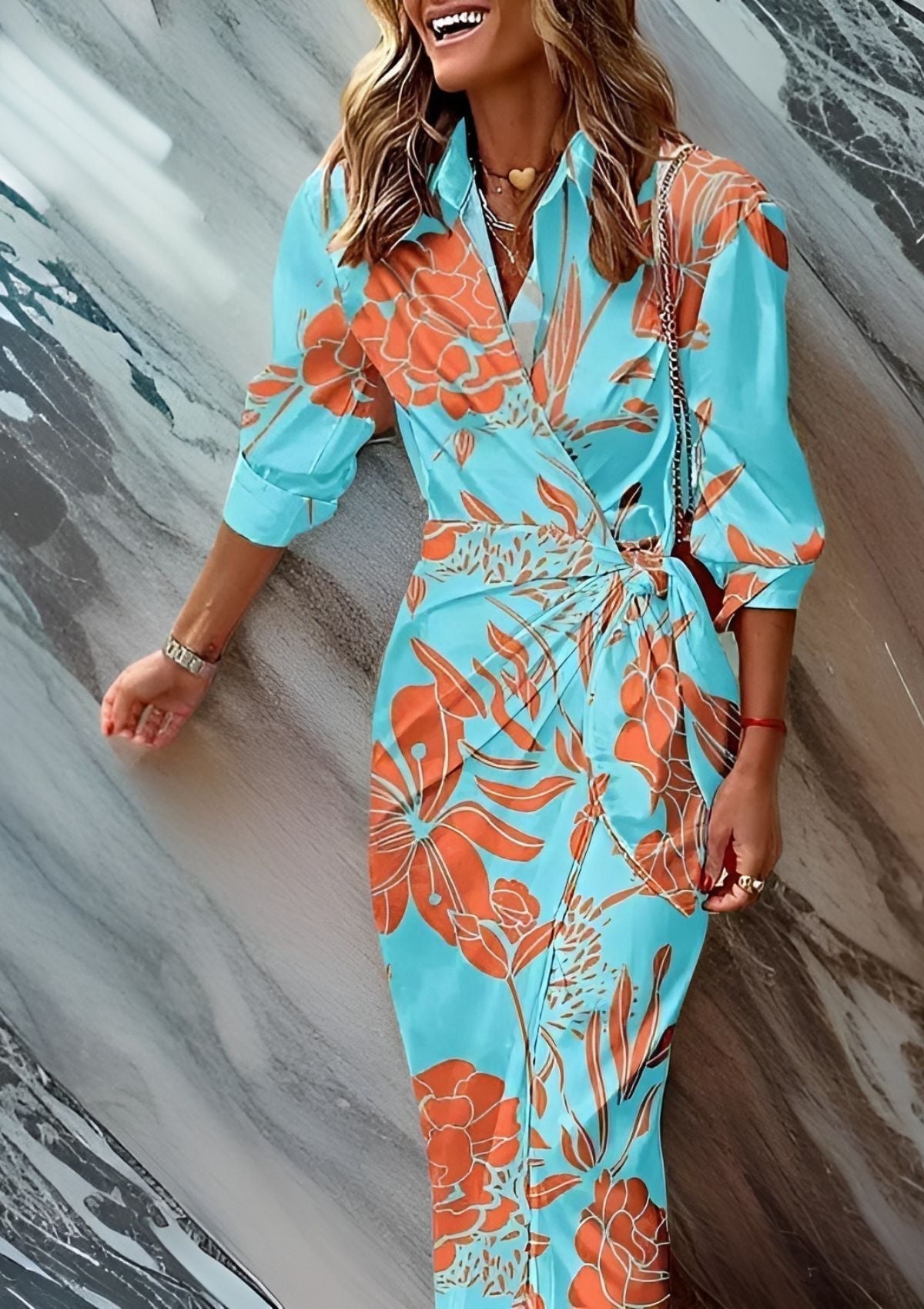 Olivia Elegant Wrap Shirt Dress