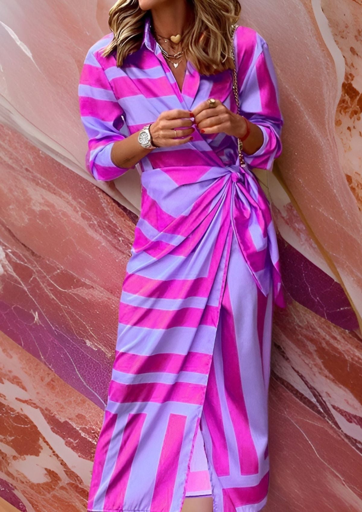 Olivia Elegant Wrap Shirt Dress