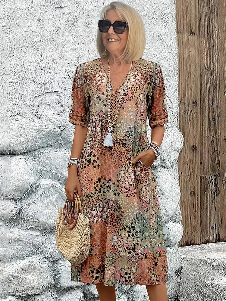Callista Vibrant Midi Dress with Pockets