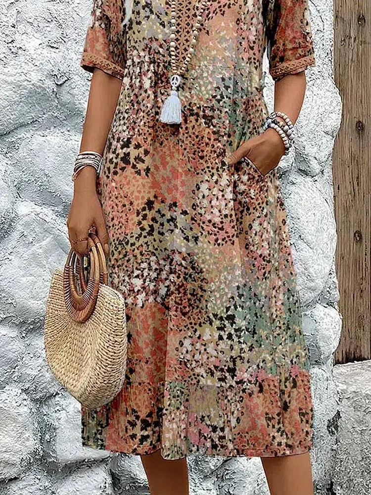 Callista Vibrant Midi Dress with Pockets