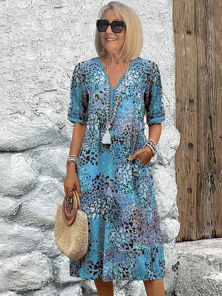 Callista Vibrant Midi Dress with Pockets