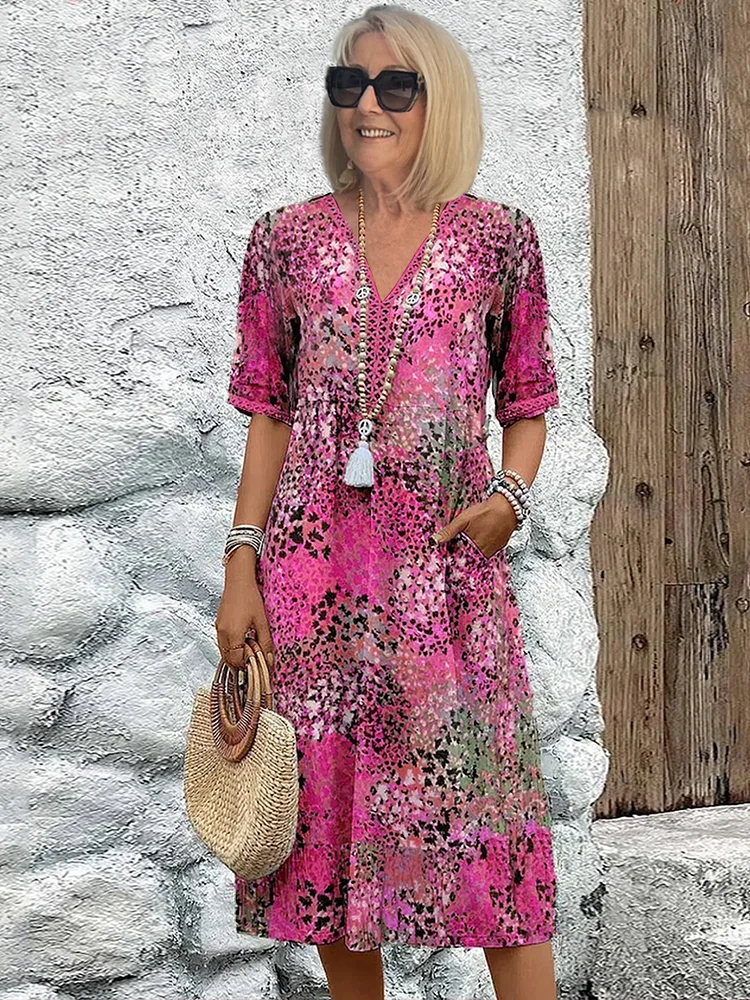 Callista Vibrant Midi Dress with Pockets