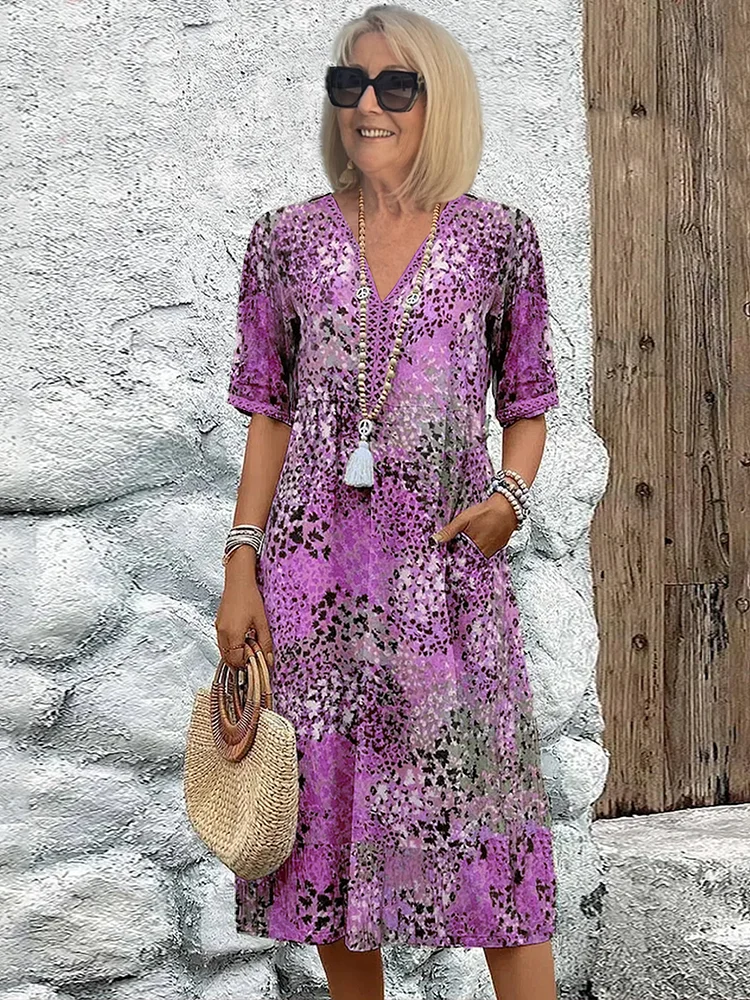 Callista Vibrant Midi Dress with Pockets