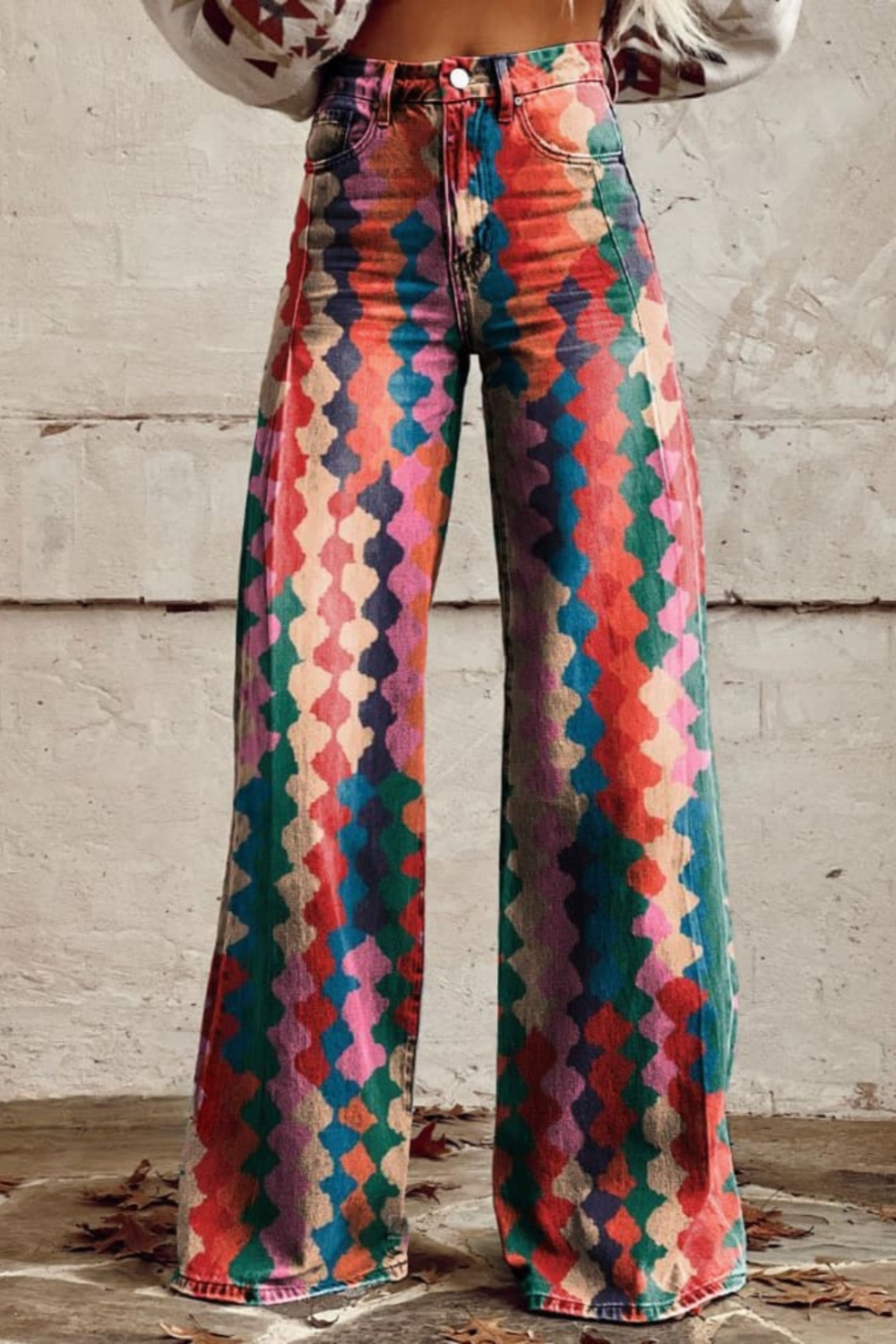 Elina Patterned Wide-Leg Jeans