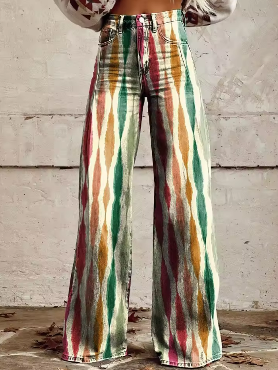 Livia Stylish Wide-Leg Patterned Pants