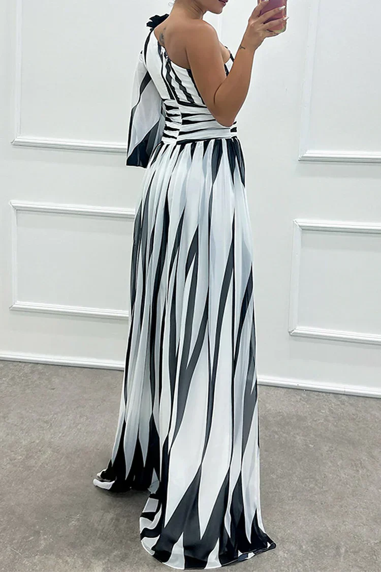 Liana One-Shoulder Striped Maxi Dress