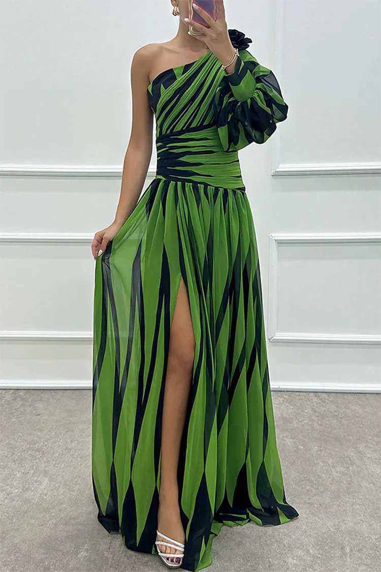 Liana One-Shoulder Striped Maxi Dress