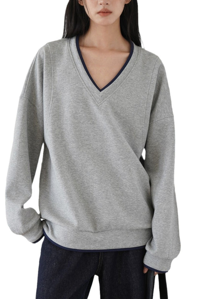 Elara Contrast-Trim Relaxed Sweatshirt