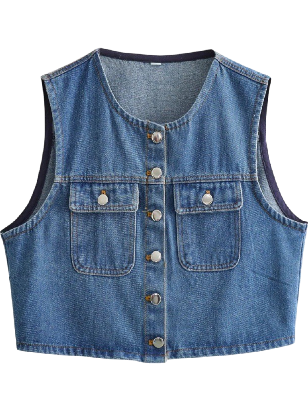 Clara Button-Front Denim Top with Pockets