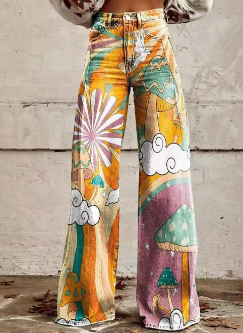 Leona Mushroom Print Jeans