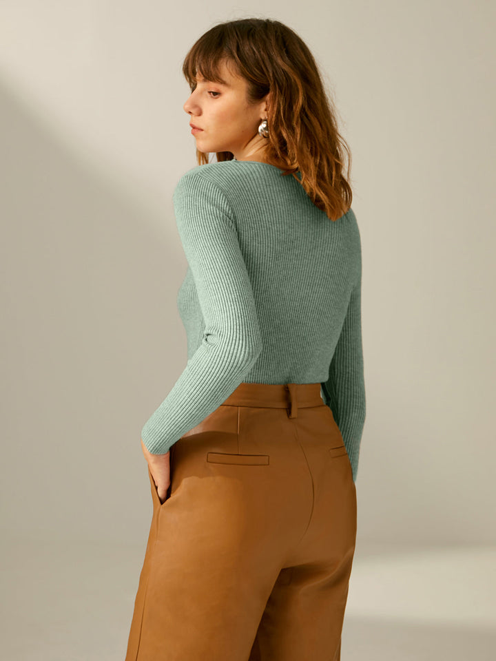 Ella Stylish Clouds Ribbed Pullover Sweater