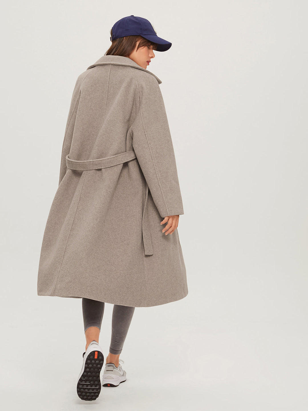 Evelyn Brushed Belted Long Overcoat