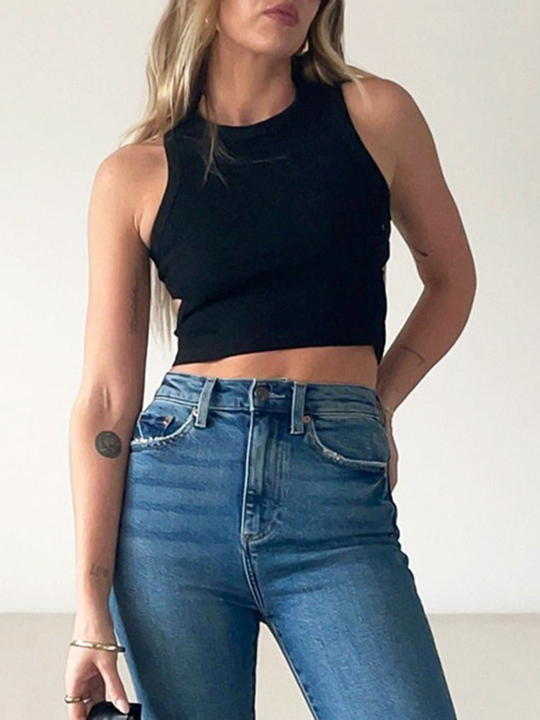 Brio Back Cutout Crop Top