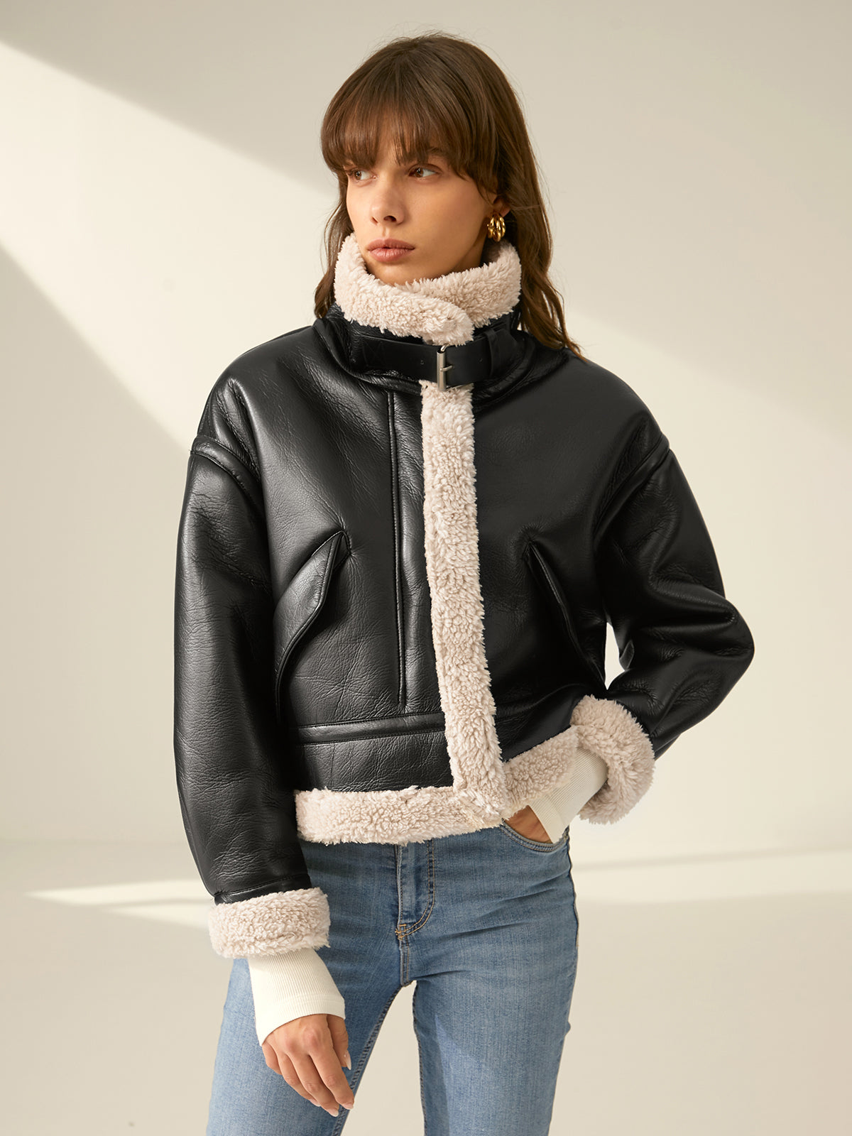 Aria Sherpa-Lined Shearling Flight Jacket